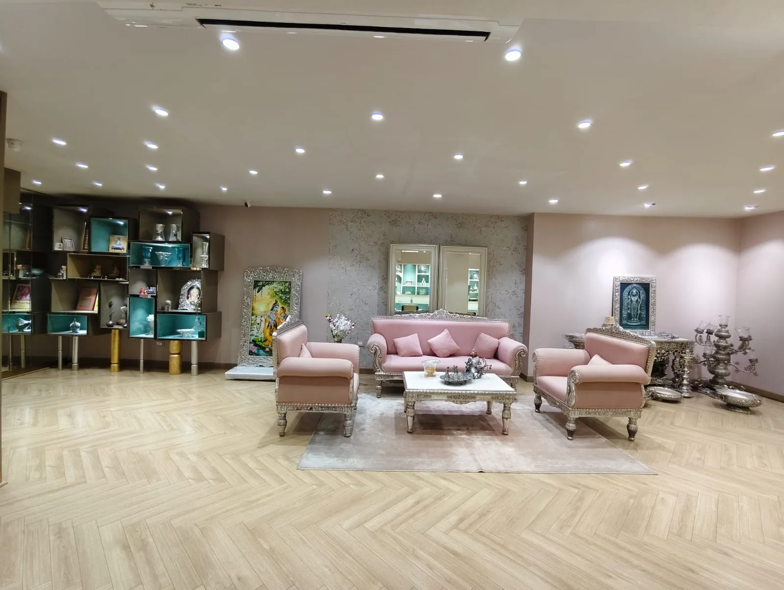 The private seating area inside Dharam Jewellers